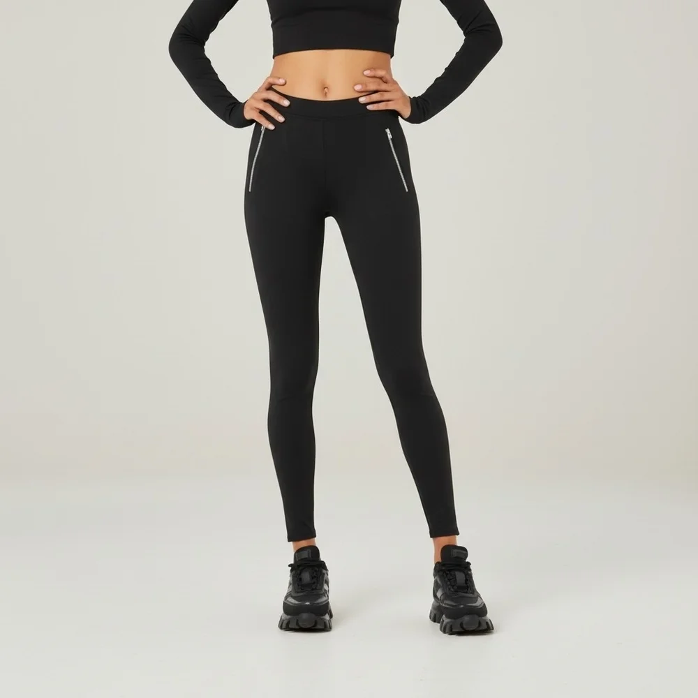 Alo Yoga Thrill Seeker High Waisted Leggings Zip Faux Pockets